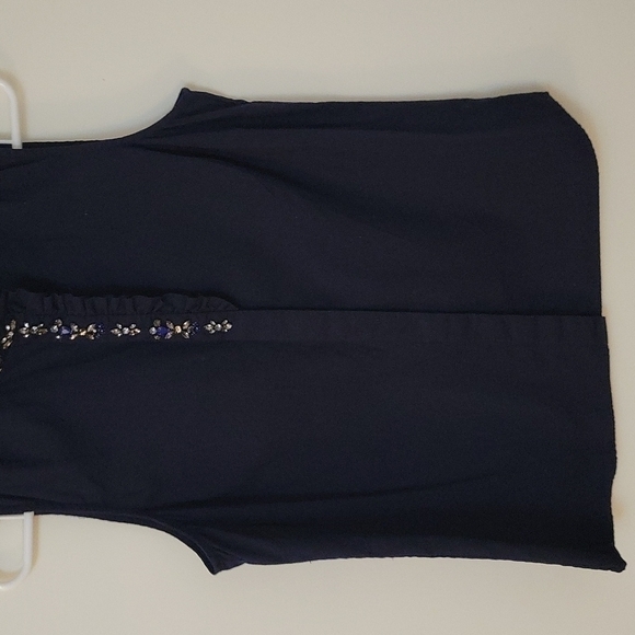 J CREW Ruffle Bedazzled High Neck Button Down Sleeveless Castlecore Shirt - Picture 3 of 9